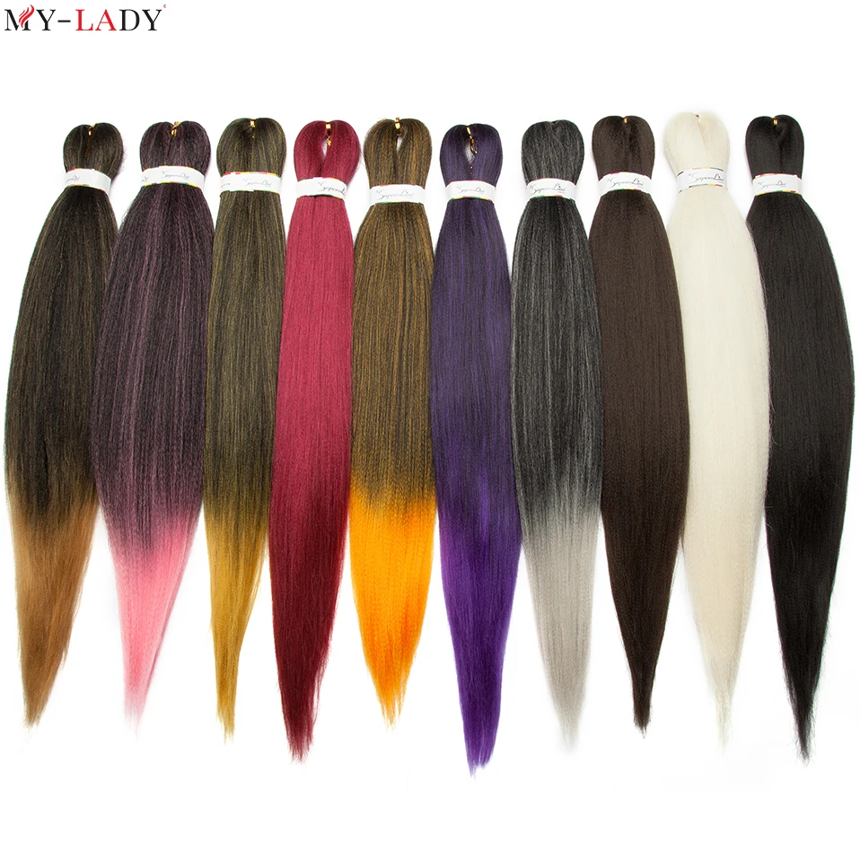 My-Lady 26\'\' Synthetic Ombre Pre Stretched Braiding Hair Easy Braiding Hair Bundles Yaki Texture Easy Jumbo Braids Hot Water Set