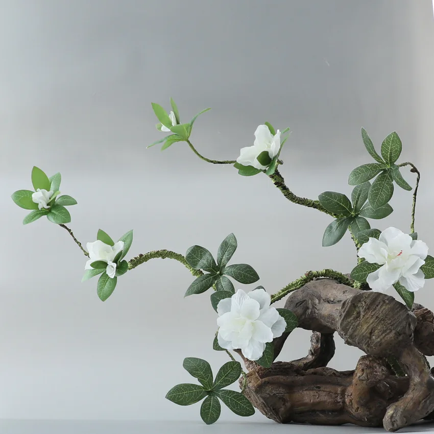 70CM3 Künstliche Azaleen-Zweige Seidenblumen Weiße Hochzeitsblumen Innenraum-Kunstblumen-Arrangement Büro- und Heimdekoration Pflanzen – Detail 8