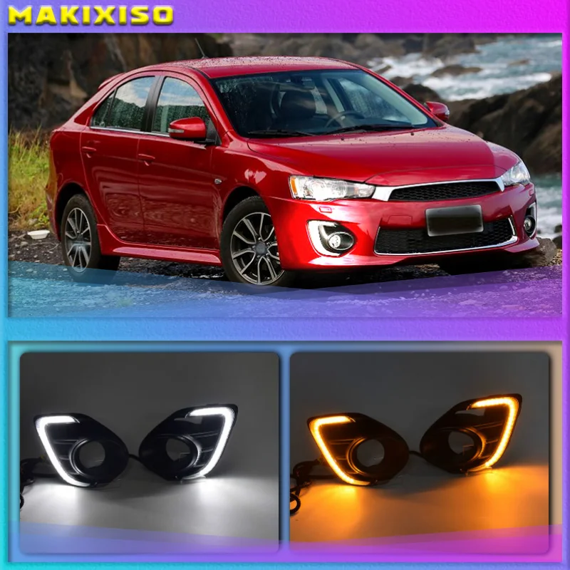 

1Pair Fog lamp For Mitsubishi Lancer 2016 2017 2018 2019 12V LED Daytime Running Light DRL Lamp with yellow signal