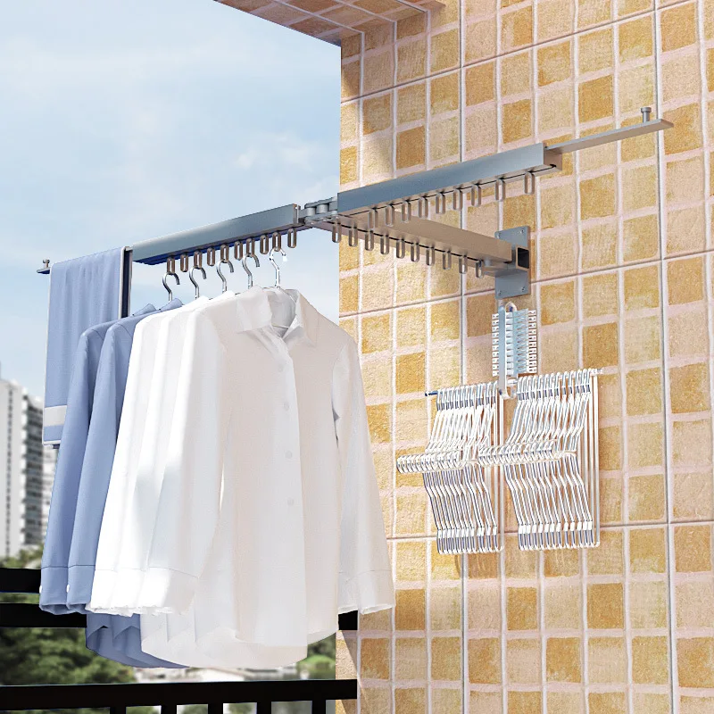 Indoor Small House Wall Hanging Invisible Folding Telescopic Clothes Hanger Clothes Drying Rack