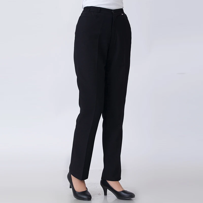 New Ladies Black Waiters Work Wear Uniforms Female Best Chef Pants Hotel Restaurant Kitchen Trousers