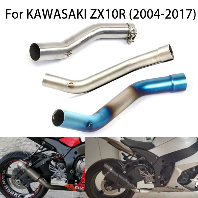 Modified Motorcycle Connect Section Exhaust Middle Link Pipe Pit Bike For KAWASAKI ZX10R 2004 2005 2008-2017 Slip On