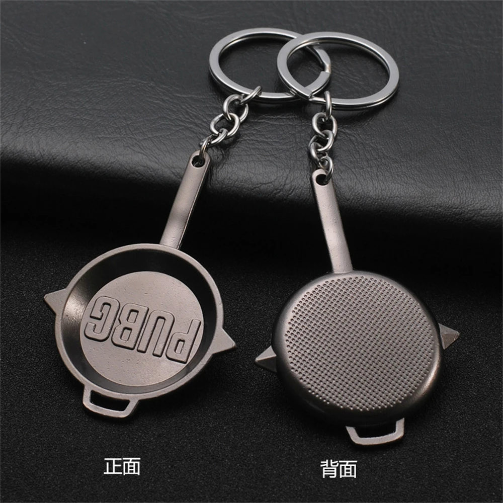 Hot Game PUBG Eat Chicken Keychain Battlegrounds Backpack Battle Frying Pan Helmet 98k Keyring Woman Man Jewelry Wholesale