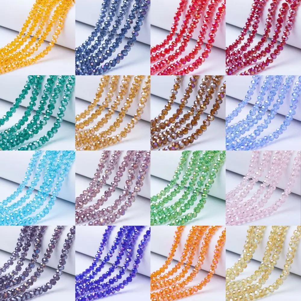10 Strands AB Color Plated Electroplate Glass Beads Strands Faceted Rondelle 4x3mm 6x5mm