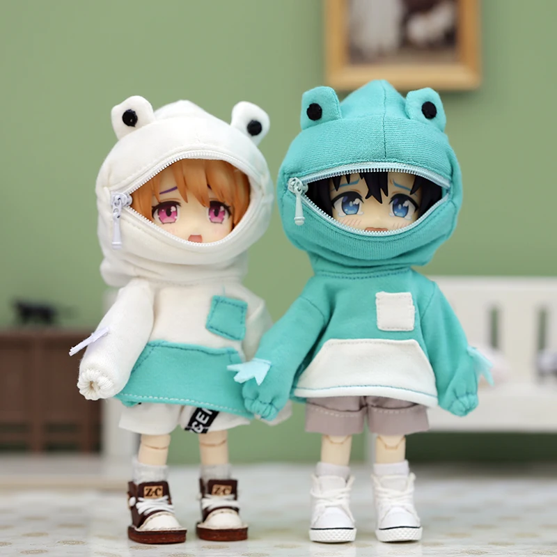 Ob11 Doll Clothes Frog Sweater Coat Fashion Trend Hooded Top or Shorts for Ob11, GSC, 1/12bjd Clothes Accessories Toys Apparel