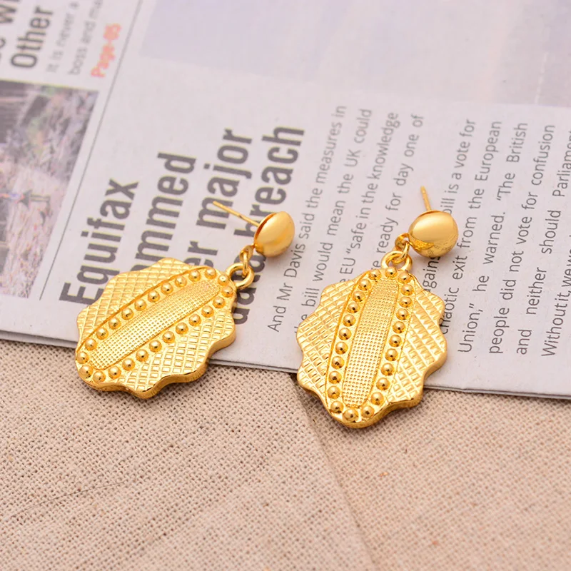 24K Fashion Exquisite Luxury Dubai Earrings Gold color India Nigeria African Big Jewelry Accessories Jewelry Wholesale