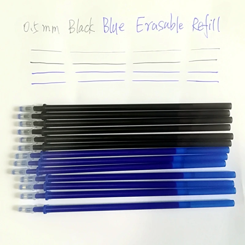 Erasable Gel Pen Refills, Ink Refills, Friction, Fine Point, 0.5mm, Perfect for Writing, 6 Blue, 6 Black, 12 Pack