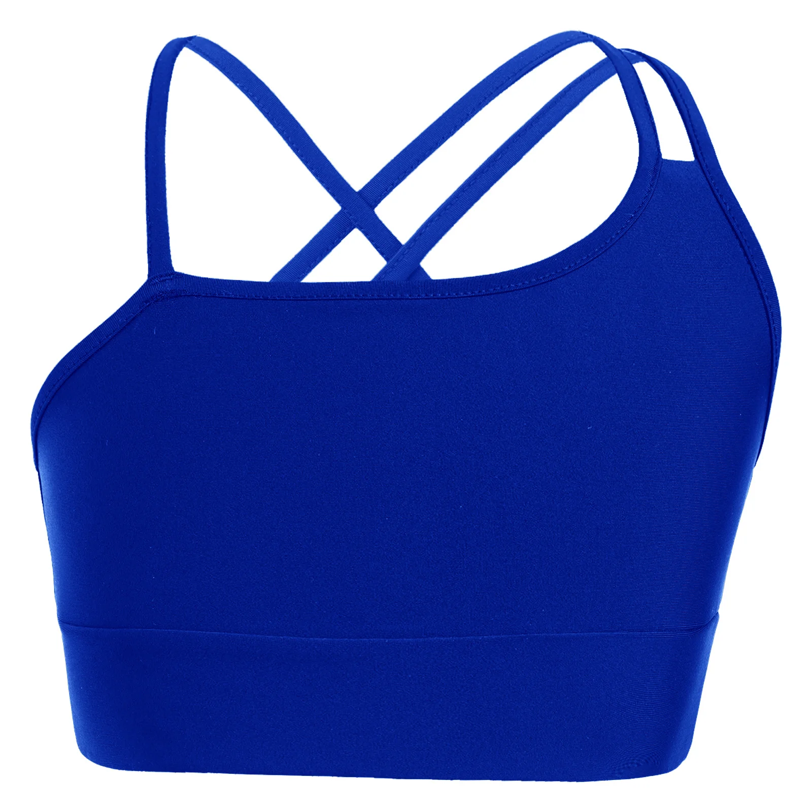 Kids Girls Asymmetrical Spaghetti Straps Sleeveless Strappy Back Open Back Sport Crop Vest Stretchy Yoga Training Top Sportswear