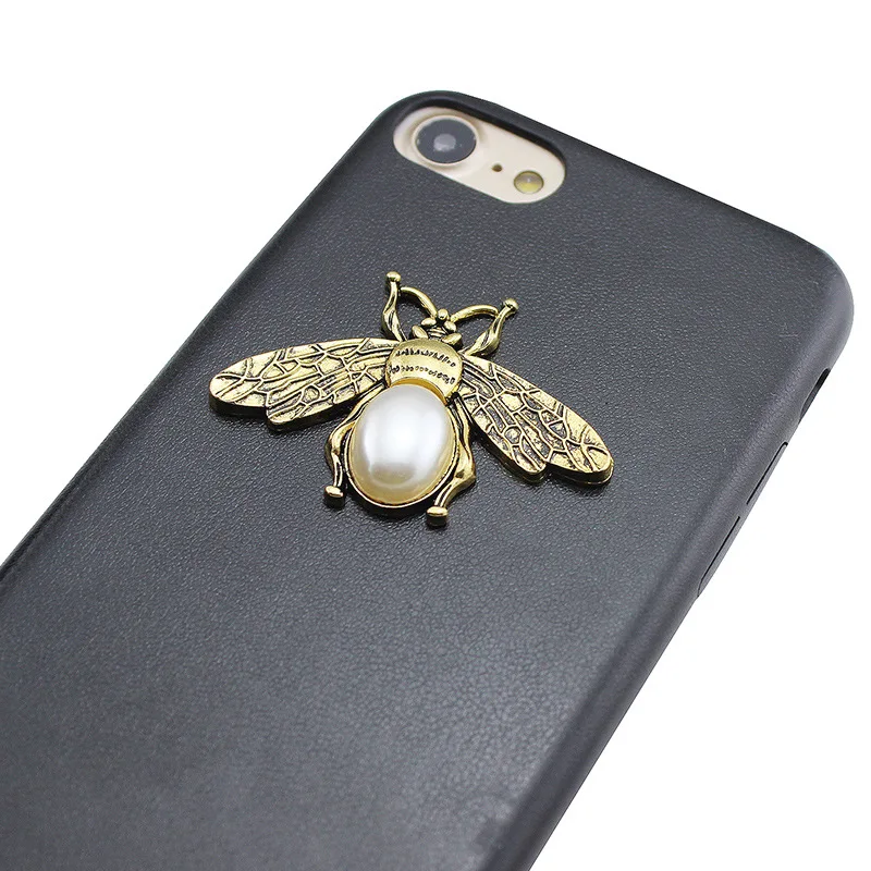 5pcs 34*47mm Bronze Animal Bee Brooch Insect Pin Flatback Accessories For Diy Jewelry Making Copper Rhinestones Gifts wholesale