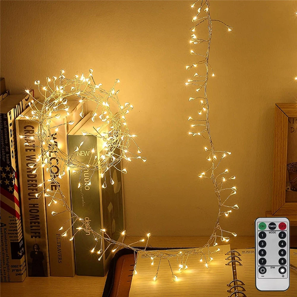 

USB Power 100/200 LED Firecracker String Lights 8Modes Copper wire Firework Garland Lights for Holiday Christmas Party Pop Year