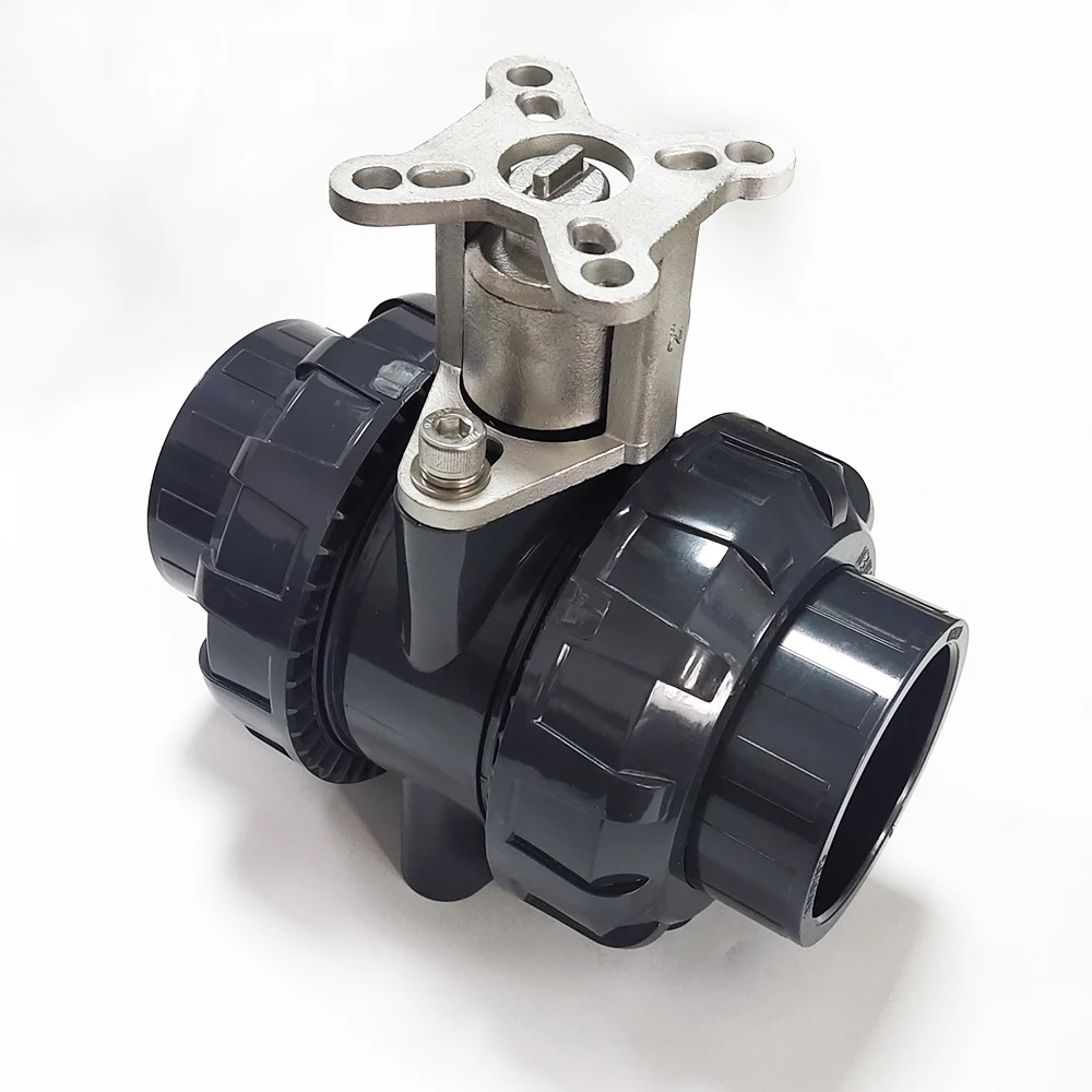 DN50 UPVC 2 way Valve Body with Union End glue connection for Electric Valve Actuator 2\