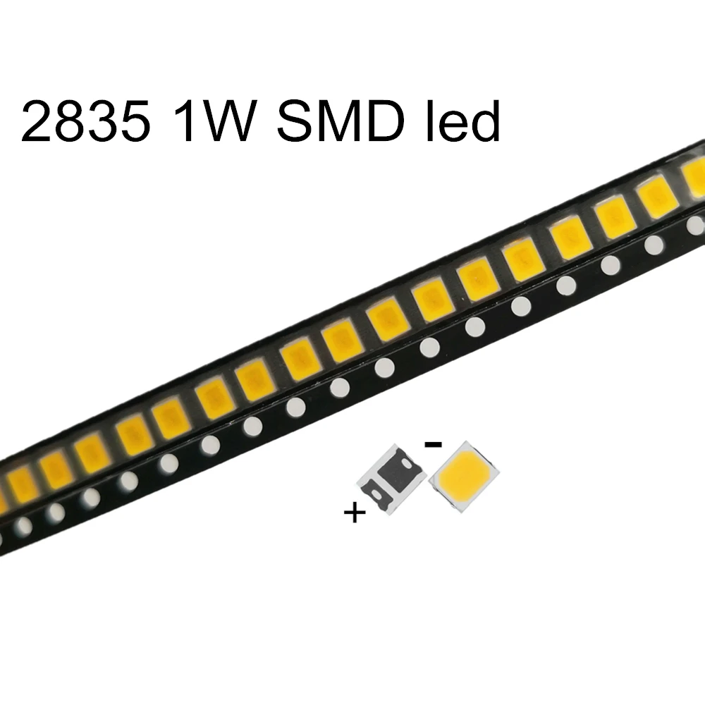 100Pieces High Brightness SMD LED 2835 1W 135LM White 3V 6V 9V 18V 36V 150MA 100MA 30MA 60MA 350mA bright light