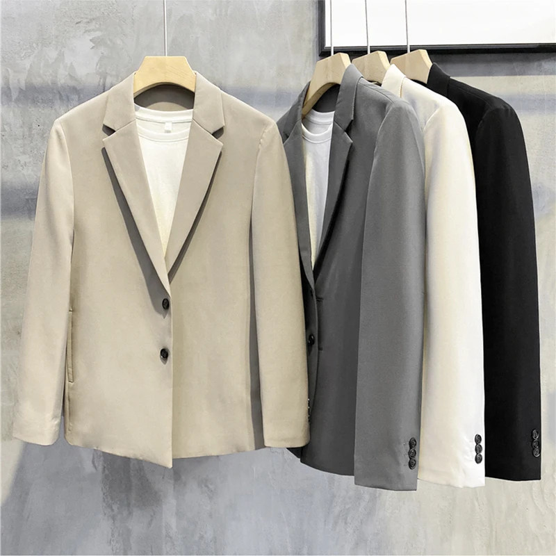 Veste décontractée pour hommes, blazer imbibé, manteau de bureau d\'affaires, streetwear masculin, mode coréenne, vêtements de printemps et