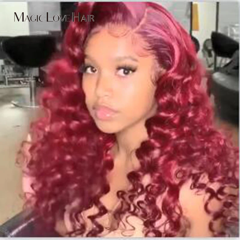 

Magic Love 13x4 Wave Lace Front Human Hair Wigs Red Color Lace Front Wig with Baby Hair Brazilian Remy Hair Wigs For Women