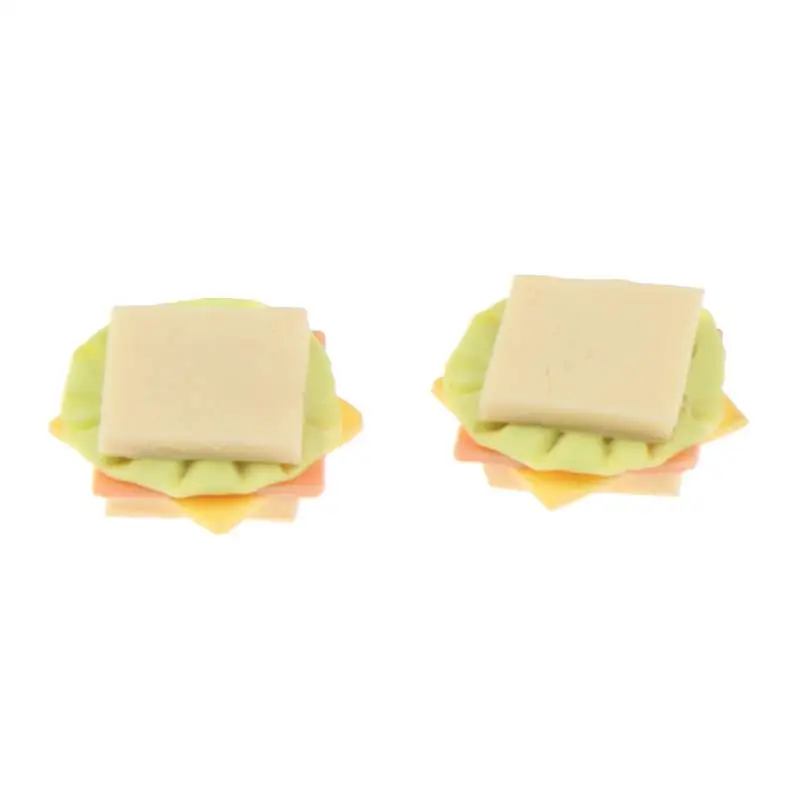 

2 Pcs 1/12 Dollhouse Miniature Mini Sandwiches Simulation Food Breakfast Bento Pretend Play Doll Kitchen Furniture Accessories