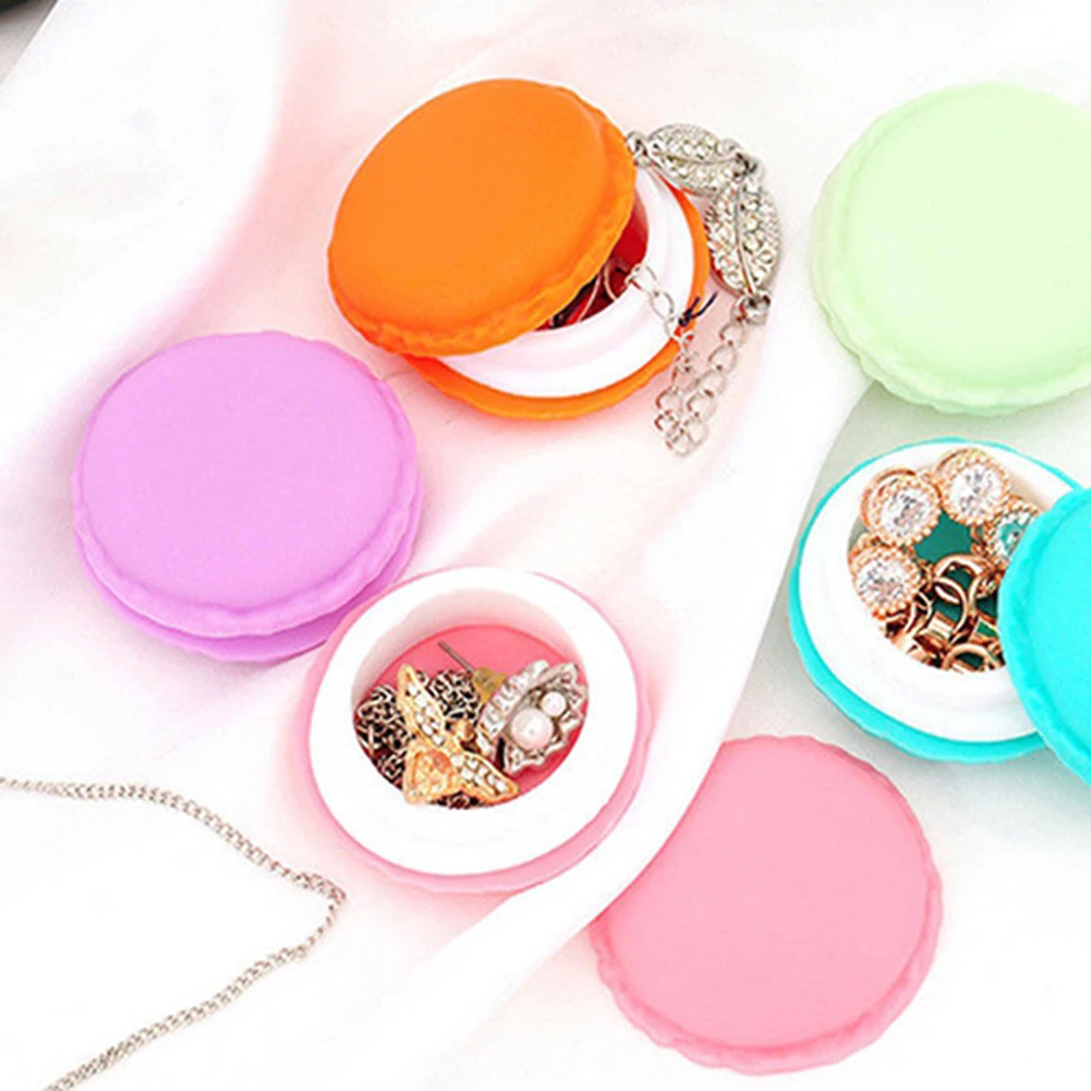 6 Pcs Random Color Cute Macaroon Jewelry Earphone Pill Storage Organize Box Case