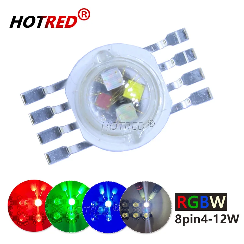 10-100PCS 45MIL RGBW LED Diode 8pins High Power LED Chip 4W-12W Colorful four core sources DIY for LED Stage lighting beads