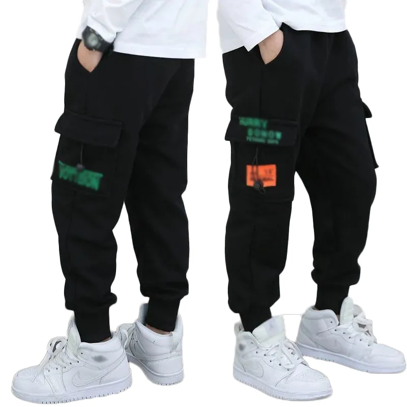 2022 New Children Leisure Trousers 4-14 Years Fashion Spring Autumn Cotton Sport Pants Kids Korean Style Boy Cargo Pants