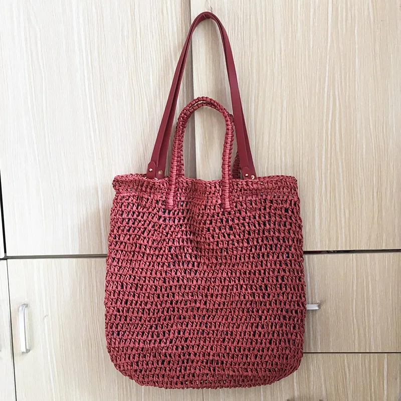 Handmade Women Handbag Designer Luxury Shoulder Bag Woven Hollow Beach Bags Summer Female Straw Bag Bohemia Large Capacity Tote