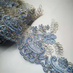 2 metri 15cm di larghezza cielo blu zaffiro bordo poliestere ricamo pizzo per abito da sposa abito Costume Design nastro di pizzo