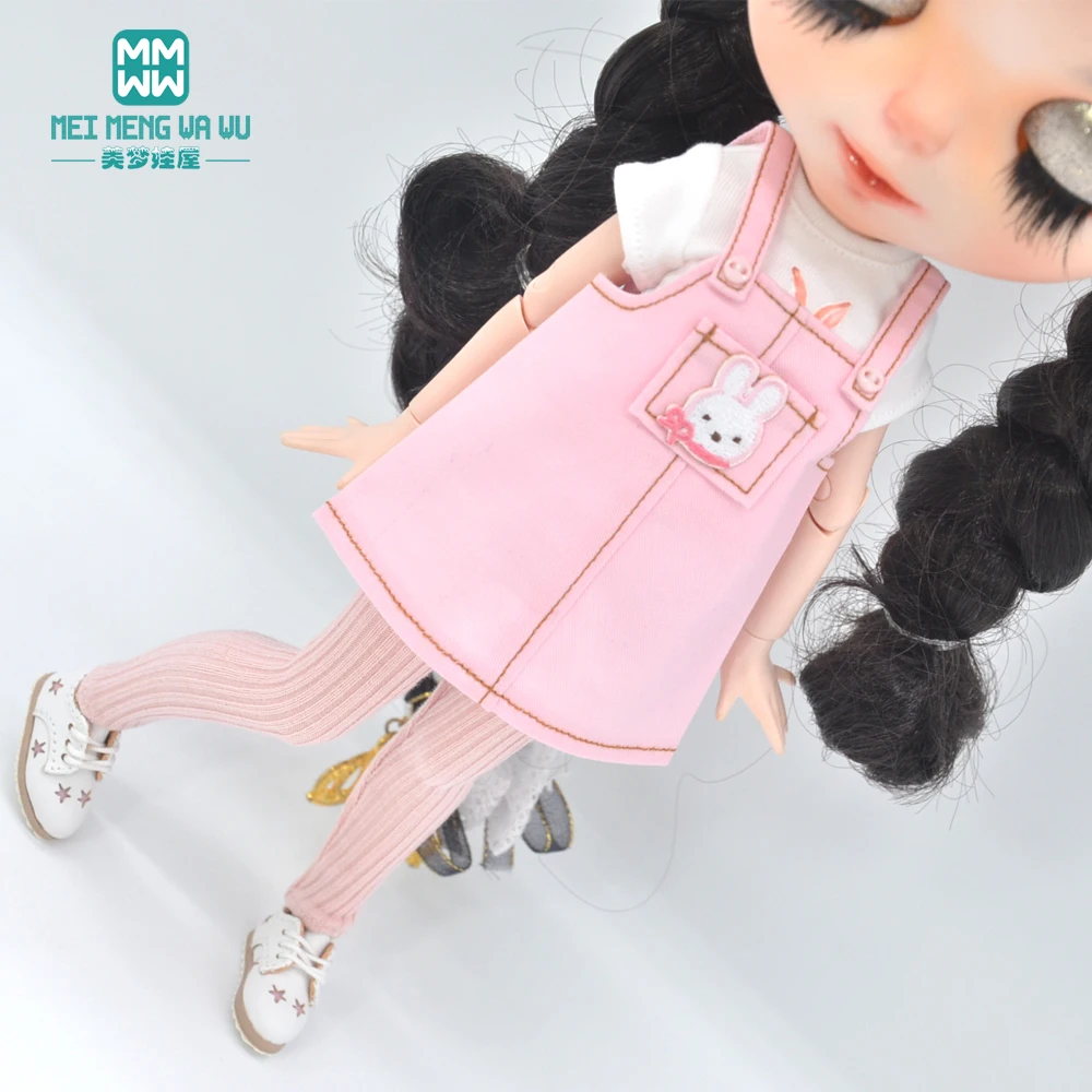 Blyth – vêtements de poupée, jouets Azone, accessoires de poupée à carreaux, jupe à bretelles, T-shirt, chaussures en cuir, 28-30cm, nouvelle collection