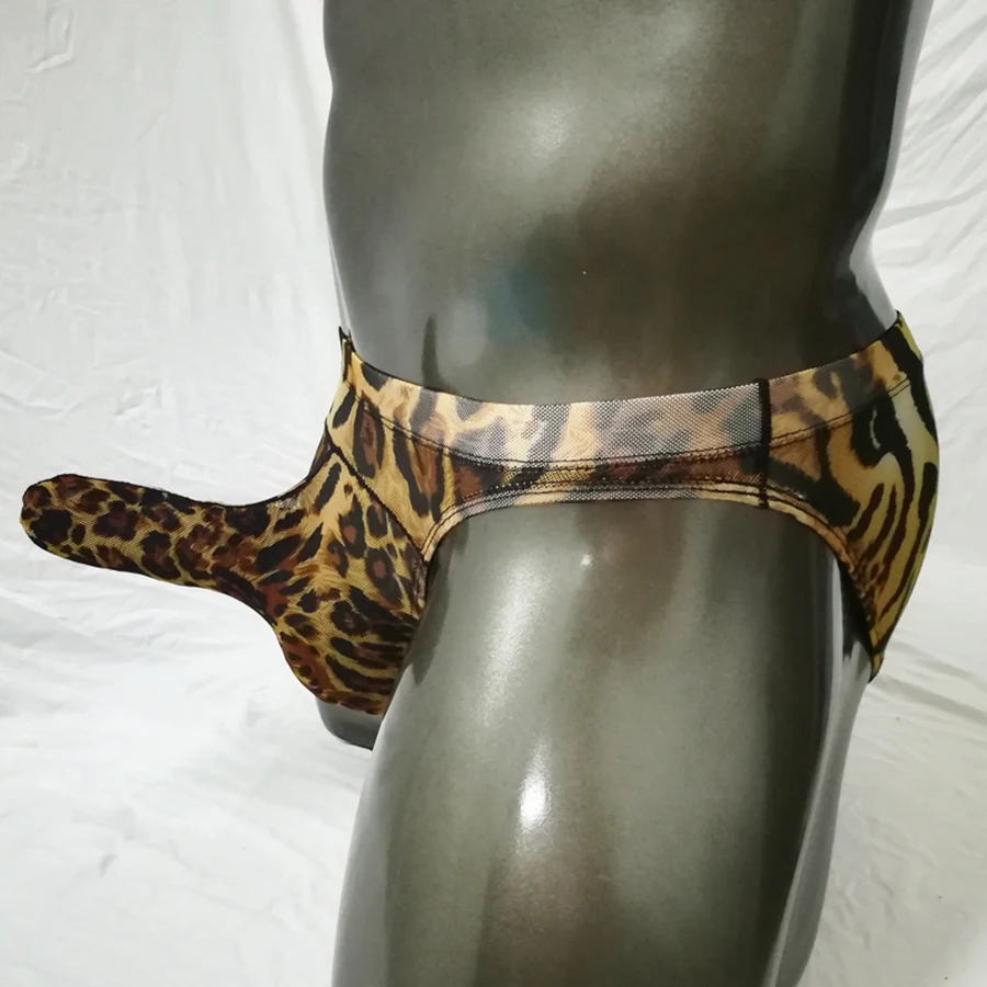 Mens Hot Leopard Low Waist Sheath  Gay Brief Underwear