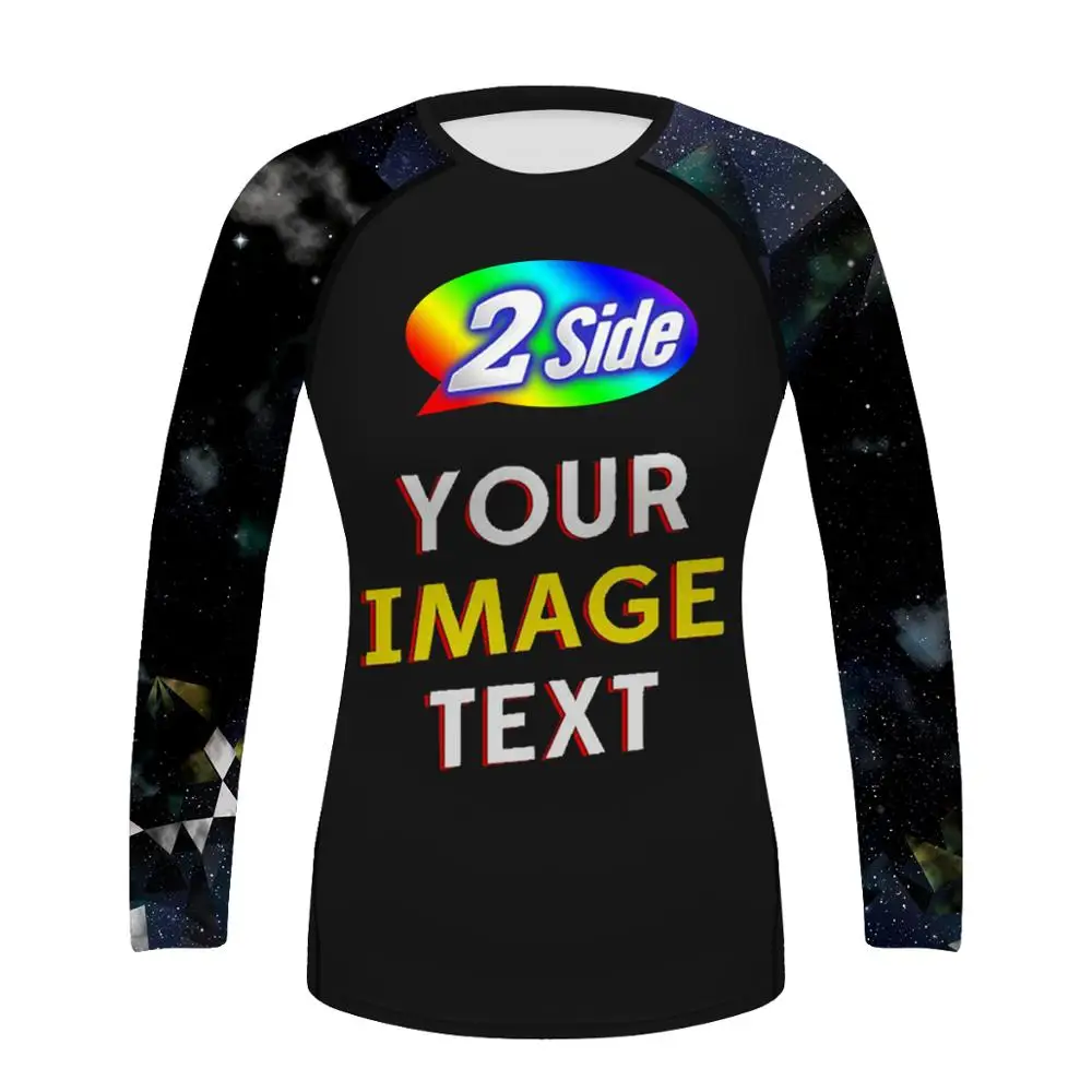 Women’s Custom Add Your Photo Sports Compression Jersey Boxing Rashguard Running Yoga Tight MMA Sportswear