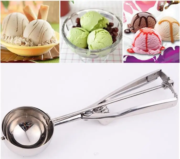 

100pcs Premium Stainless Steel Ice Cream Baller Ice Cream Scoop Scoops Fruit Melon Spoon Digging Cookie Dough Scooper SN1204