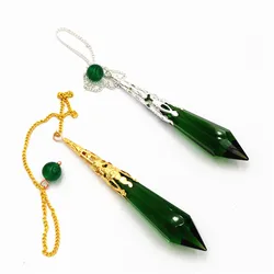 Amulet pendulums for dowsing reiki Chakra healing Glass crystals charms necklace filigree pendant