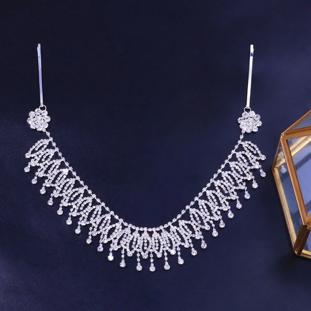 Shiny Rhinestone Multilayer Tassel Head Chain Headband Headpiece Hair Accessories for Women Crystal Forehead Hair Chain Hairpins