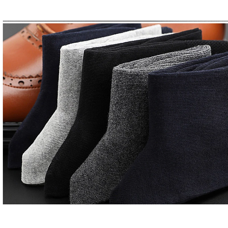 High Quality Cotton Socks Black Men\'s Business Casual Breathable Spring Autumn Male Crew Dress Socks Meias Male Sokken Size38-45