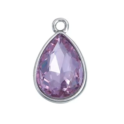 8Seasons 12 Months Birthstone Charms Water Drop Pendants Silver Color Faceted For DIY Birthdays Jewelry Making 19*12mm, 10 PCs