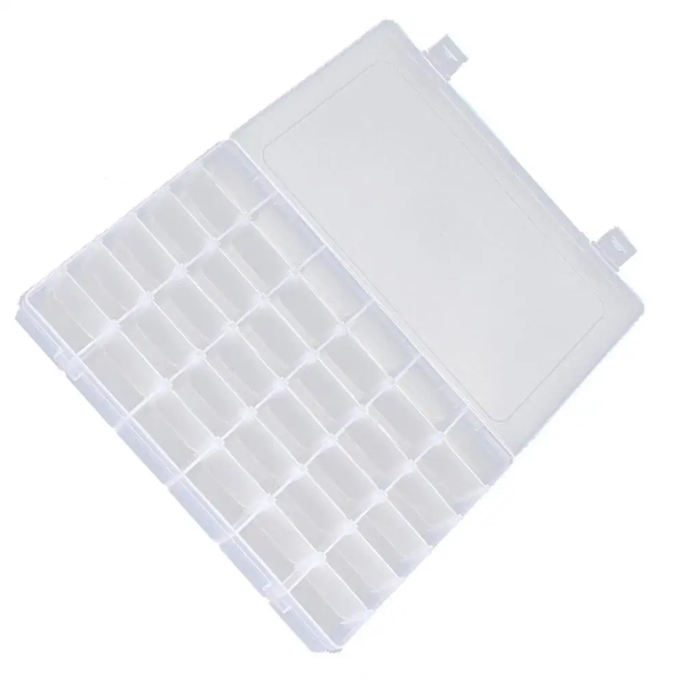 1Pcs Vierkante Doorzichtige Plastic Opbergdoos Case 36 Slot Verstelbare Voor Pils Sieraden Kralen Oorbel Case Organizer