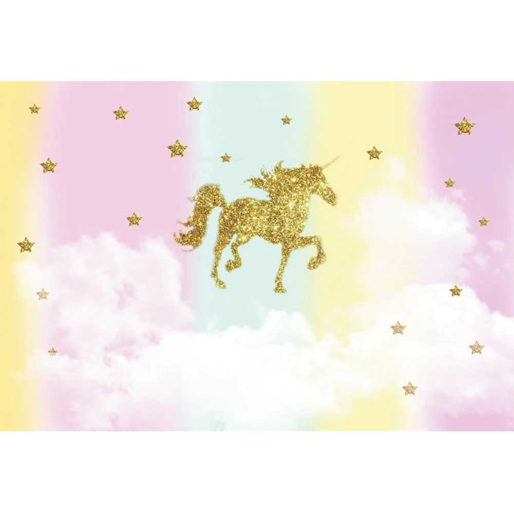 Yeele jednorożec tęcza złota gwiazda światło Bokeh zdjęcie urodzinowe dziecka fotografia tło fotograficzne tło dla Photo Studio
