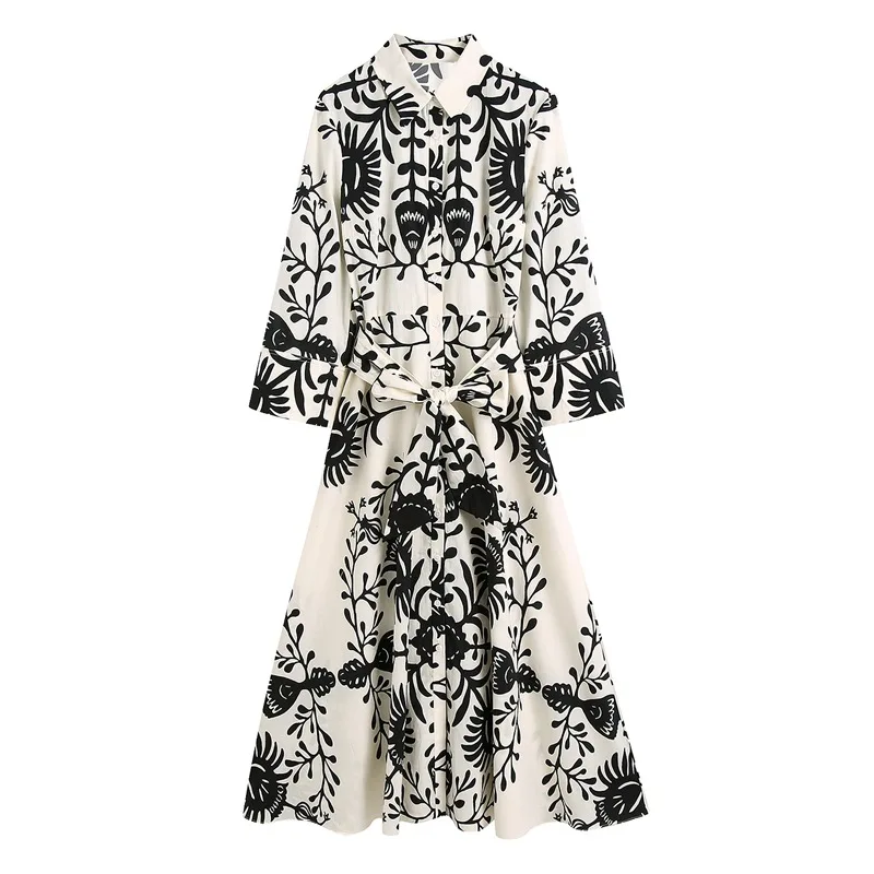 Autumn Casual Women's Dresses New Printed Office lady Long Maxi Dress Elegant Floral Party Evening vestidos ropa mujer