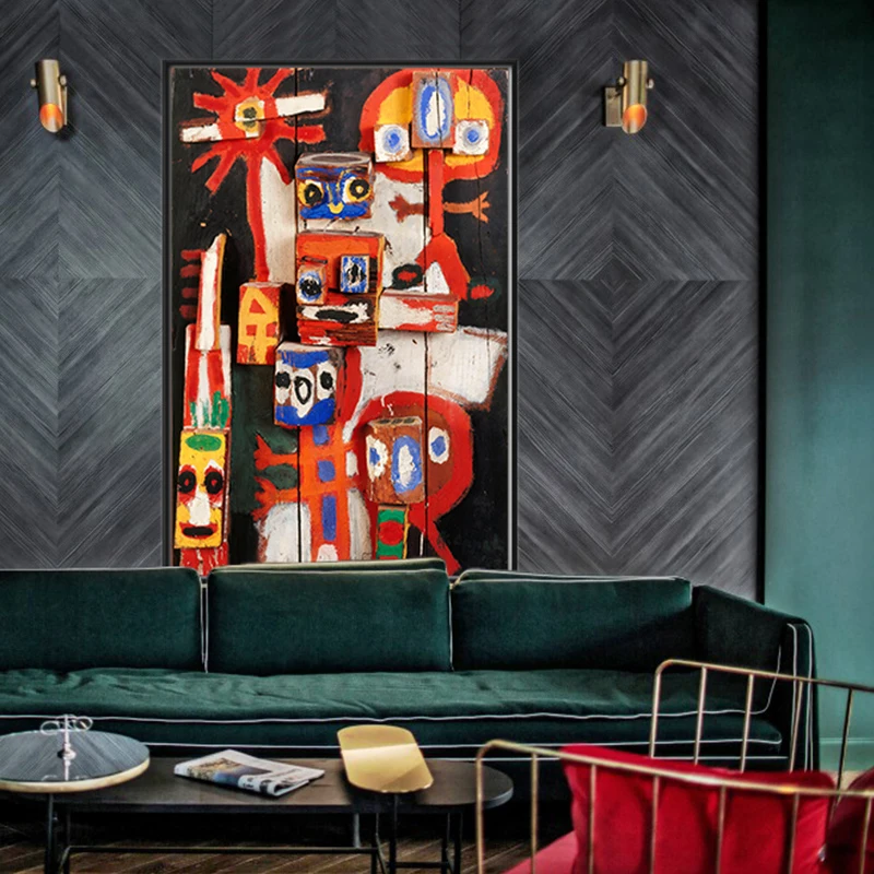 Abstrakte Graffiti-Kunst, Karel-Appel, Meisterwerk, Frage, Kinder, Leinwandgemälde, Poster und Drucke für Wohnzimmer, Kinderzimmer, Dekoration