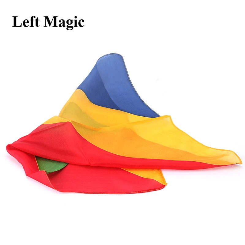 Four-Color Rainbow Stripes Scarf  Magic Tricks 45X45cm / 90X90mm Silk Cane Magic Stage Magic Tricks Fun Accessories Illusions