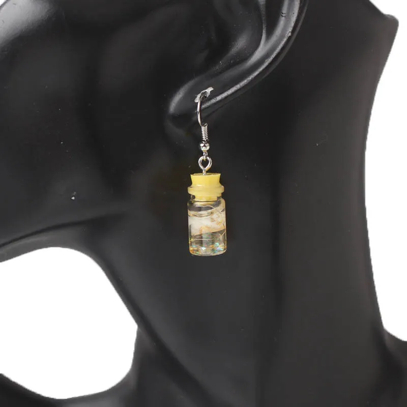 New Drifting Bottle Hook Earrings for Women Creative Small Dangle Earrings Shell Sequins Inside Drop Earrings aretes de mujer
