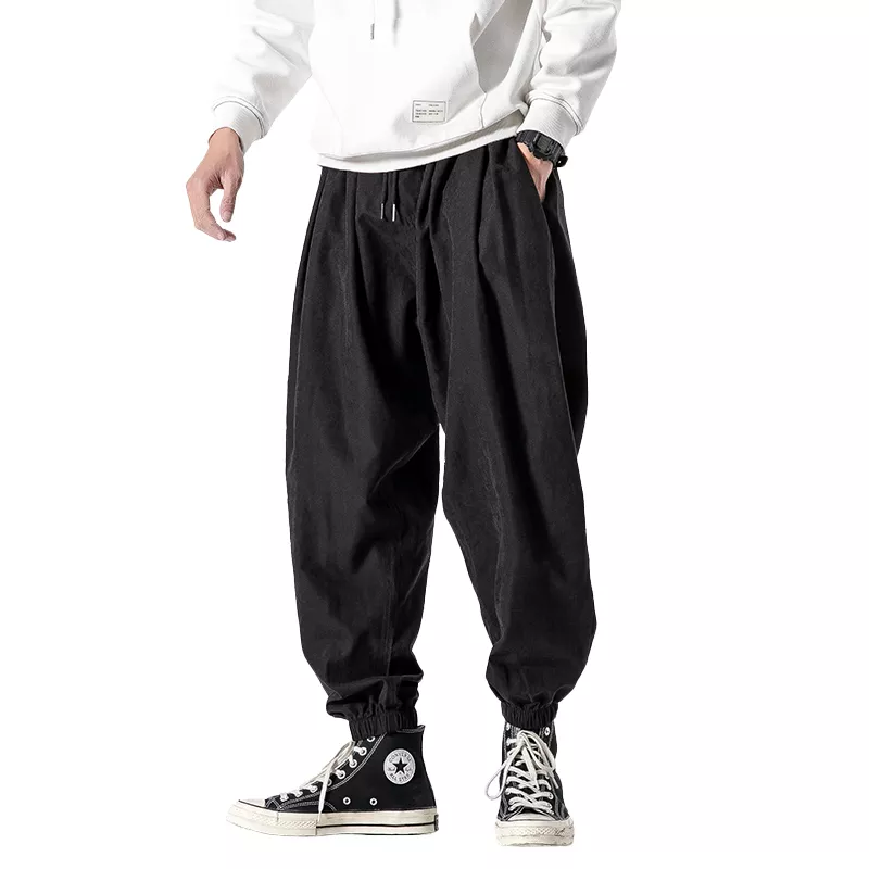 Pantalones negros para hombre, ropa de calle de Hip Hop, pantalones Harem de moda, pantalones de chándal informales, talla grande 5XL