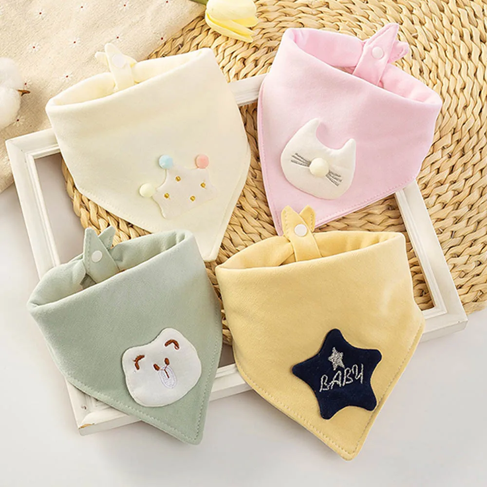 4 Pieces/Lot Baby Bibs Cotton Triangle Infant Feeding Burp Cloth Newborn Accessories Saliva Towel Baby Boy Girl Bandana Bibs image 2