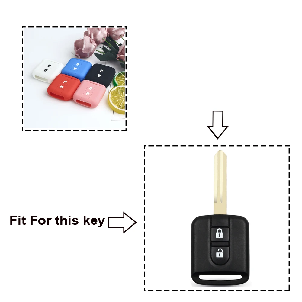 KEYYOU For Nissan Micra K12 Note Navara Qashqai J10 Primera Almera Sunny X-Trail Car Key Silicone Case Fob Rubber Cover 2 BT