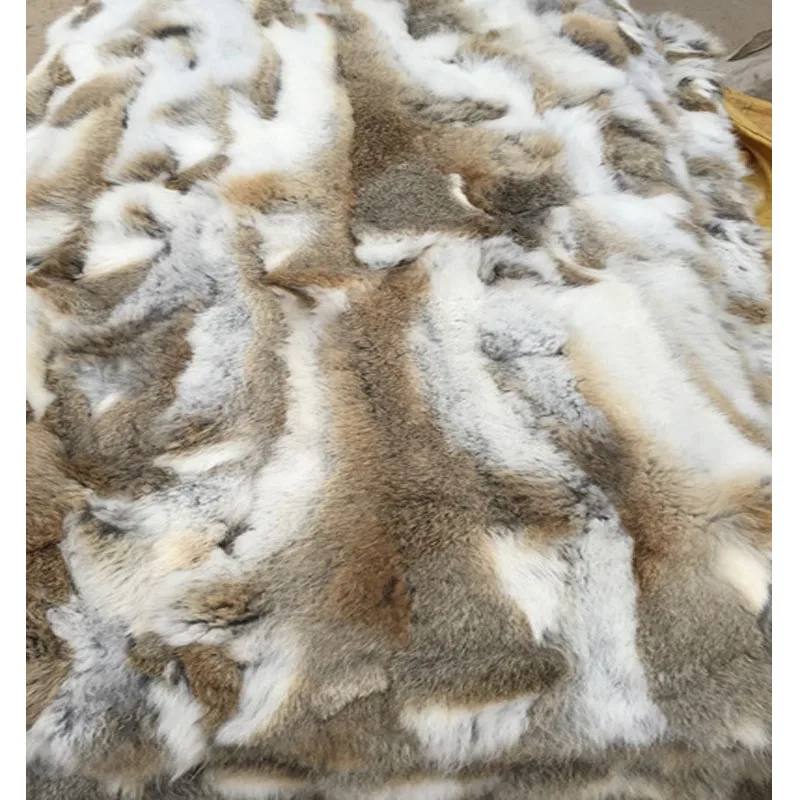 Natural real genuine rabbit Fur Blanket leather Soft plate Mattress Clothing fabric Handmade Sewing material Home Decoration