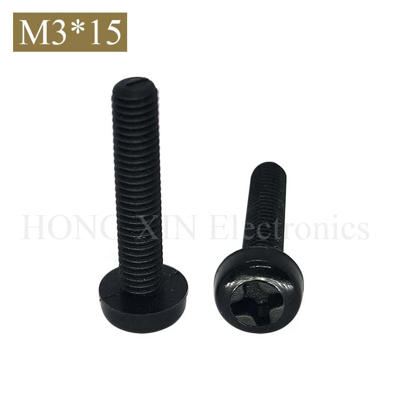 M3*15 15mm black Round Head nylon Screw plastic screw Insulation Screw brand new RoHS compliant PC/board DIY hobby etc