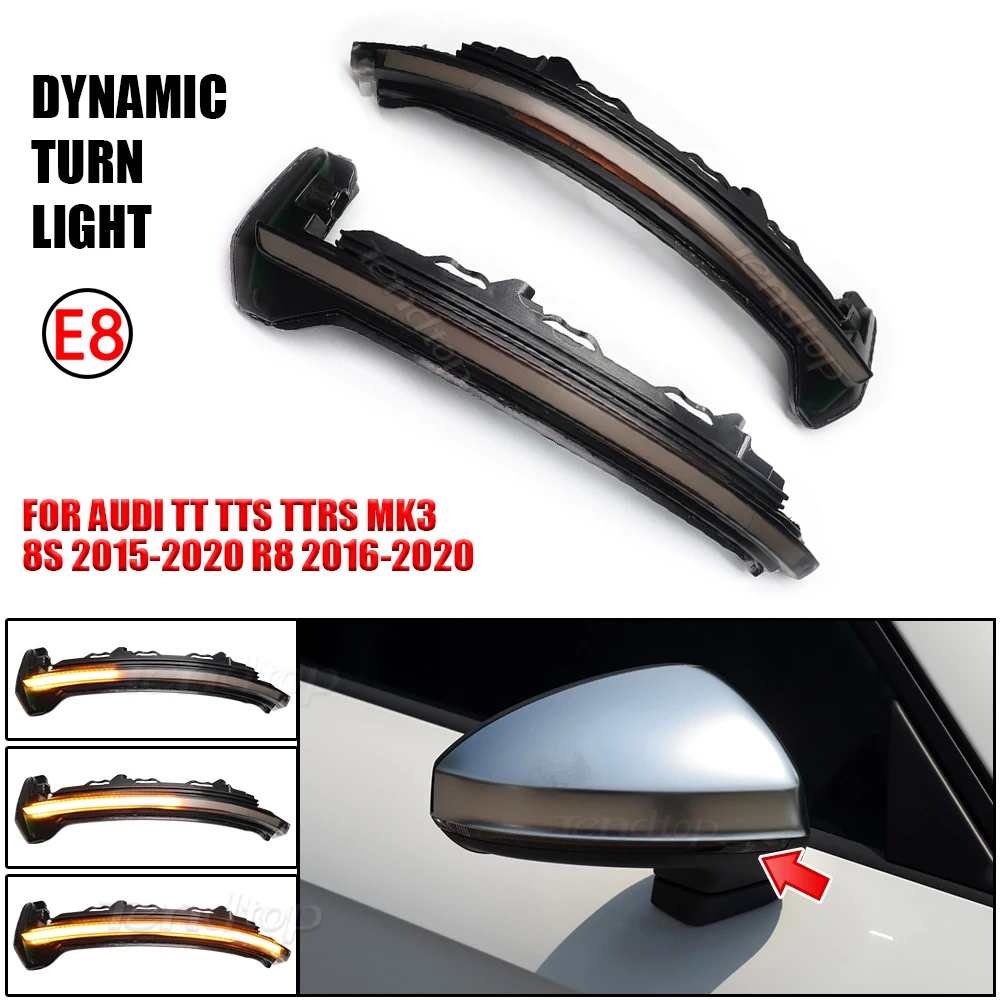 For Audi TT TTS MK3 8S 2015-2020 TTRS R8 Accessories Dynamic Turn Signal LED Side Mirror Indicator Blinker Sequential Light view 3