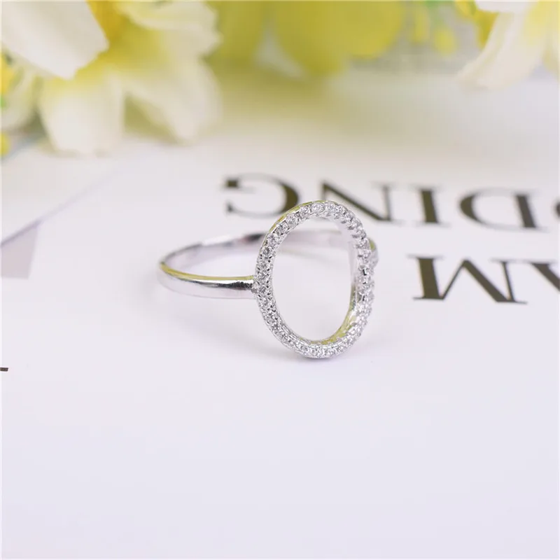 Fashion Hollow out Hoop Sparkling SONA Diamond Ring finger Jewelry Real Solid 100% 925 Sterling Silver Midi Rings for Women