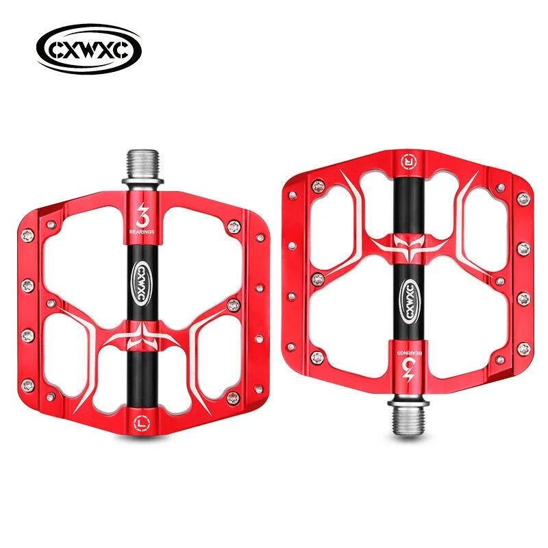 CXWXC CXV-15 Road Bike Bicycle Flat Pedal 3 Sealed Bearings Pedal Aluminum Alloy CNC Machined Wide Platform