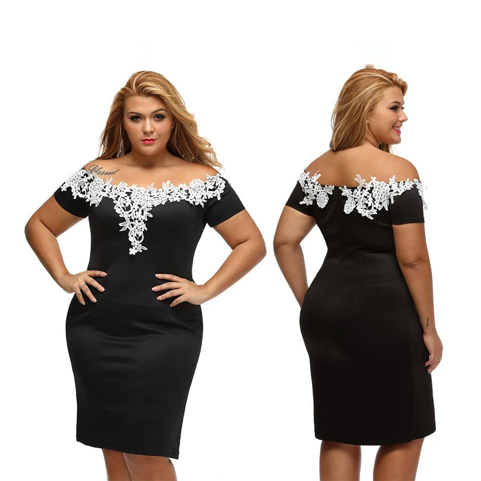 

Off the Shoulder Plus Size Off-Shoulder Evening Dresses Prom Party Gown Formal Dress Gown Black Satin Straight With Short Sleeve
