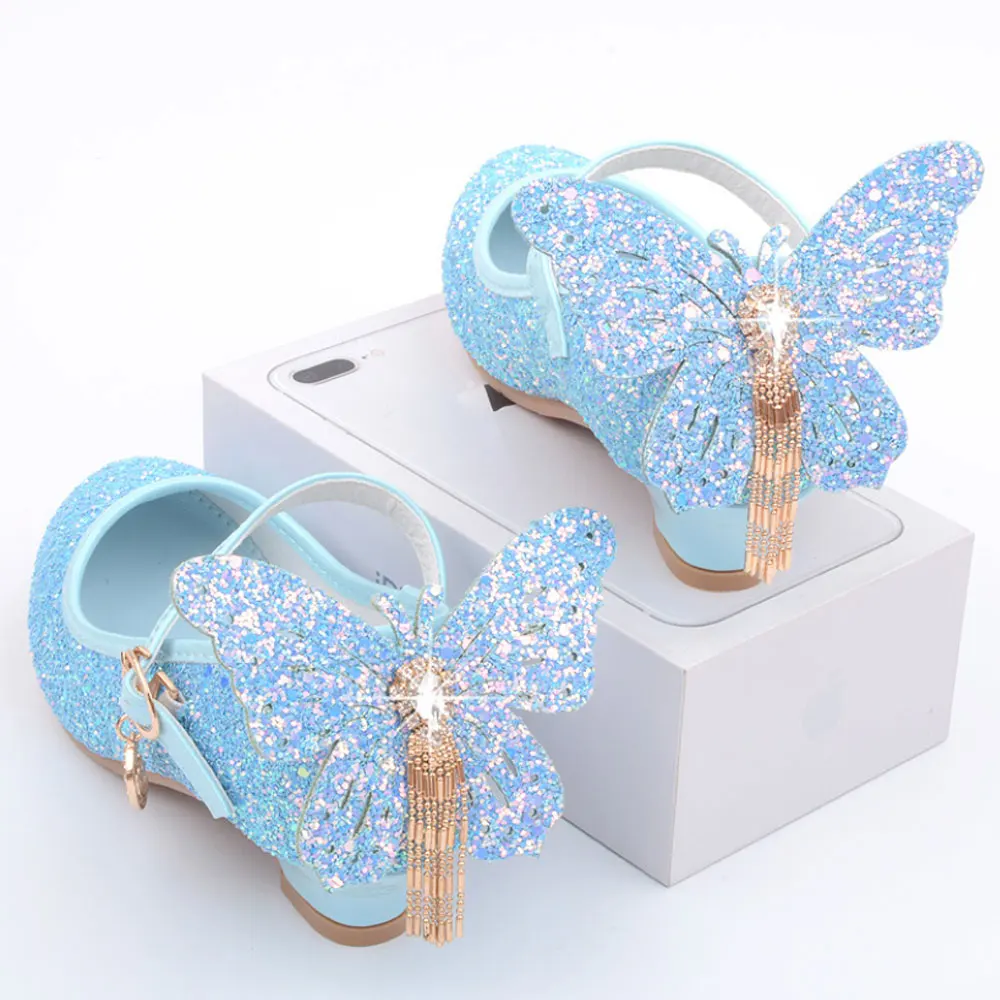 White Flower Girls Shoes Sparkly Kids Sequin Princess Shoes for Birthday Party Solid Colors 4-13 years old Child 8 10 12 Shoes