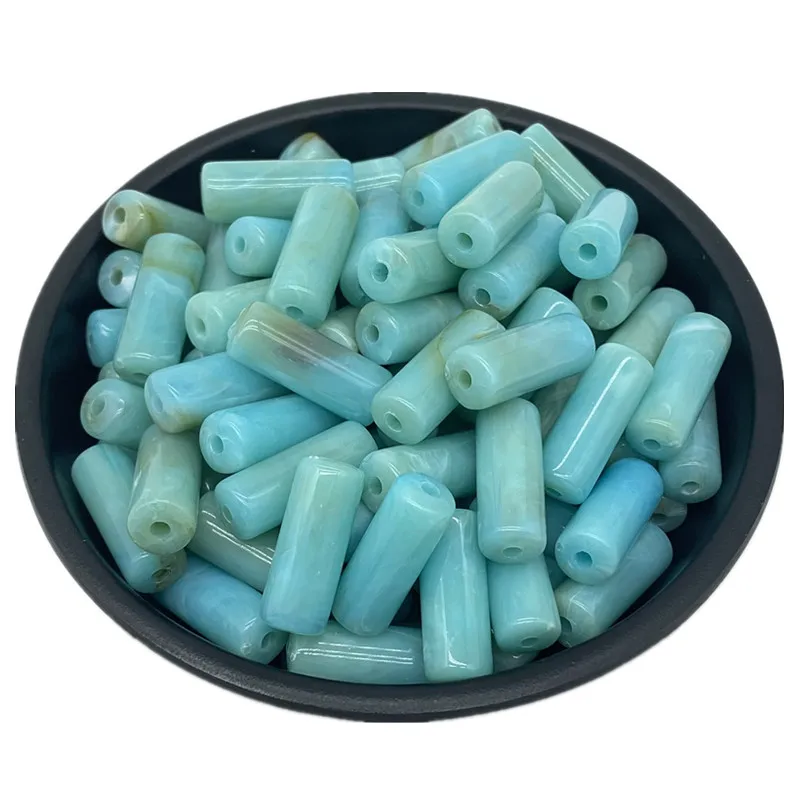 20pcs 8x20mm Imitation Stone Cylinder Shape Acrylic Beads Loose  Spacer  For Jewelry Making Pendant Accessories DIY