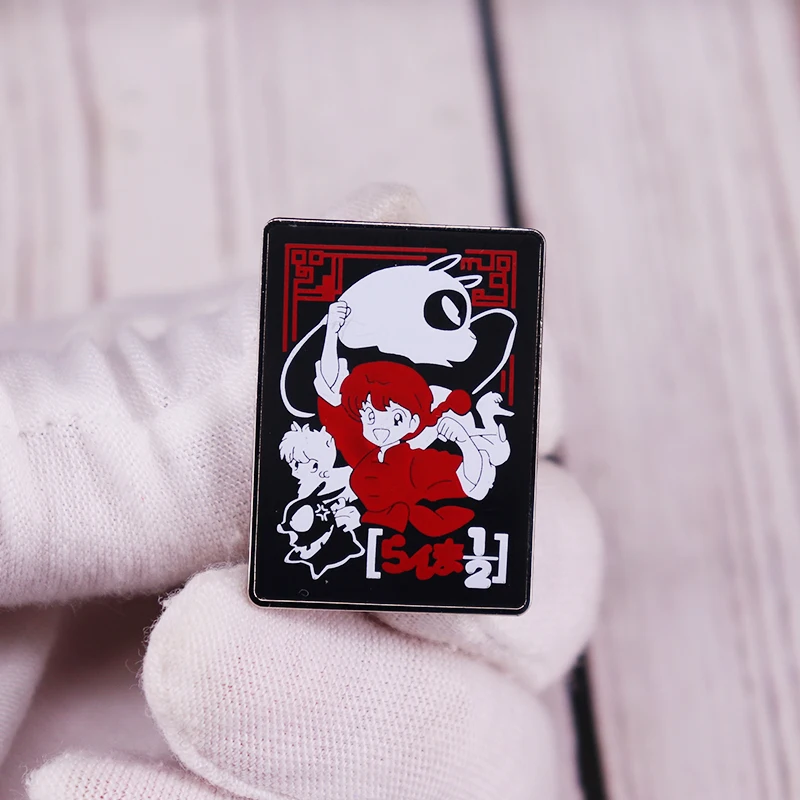 Ranma 1/2 Enamel Pin Brooch Cartoon Cute Panda Girl Badge Anime Fans Flair Addition